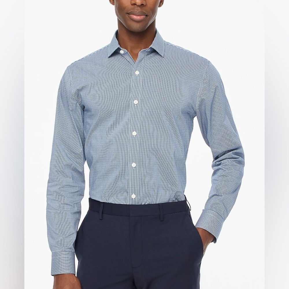 J.Crew Slim performance dress shirt in Purple Blue White Micr   Size L NWT